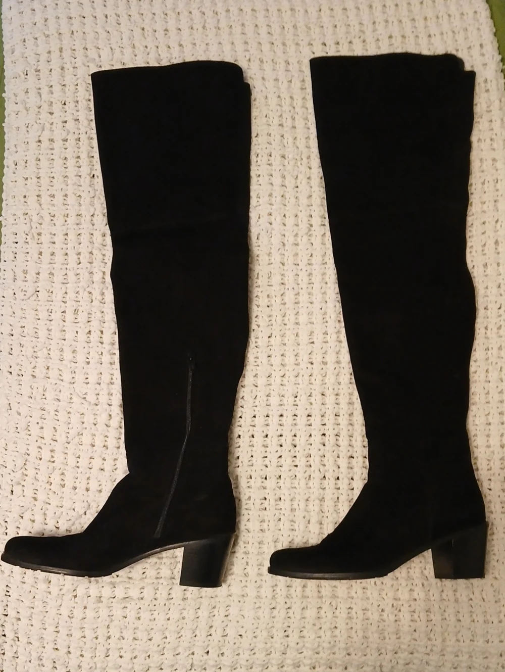 Stuart Weitzman Black Over-the-Knee Block Heel Boots